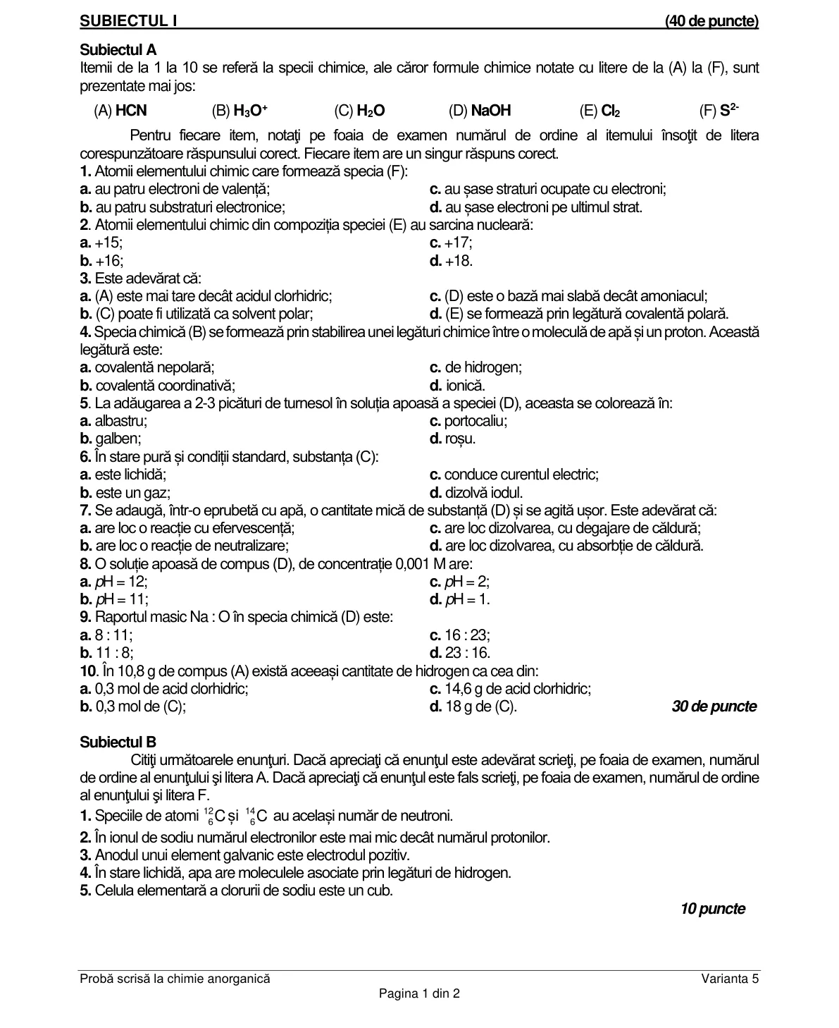 Pagina din subiect cu figura sau tabelul itemului