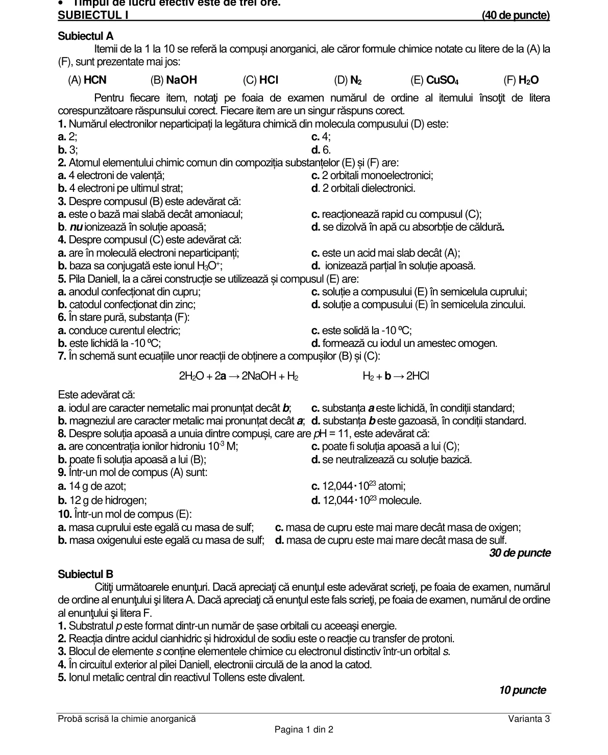Pagina din subiect cu figura sau tabelul itemului