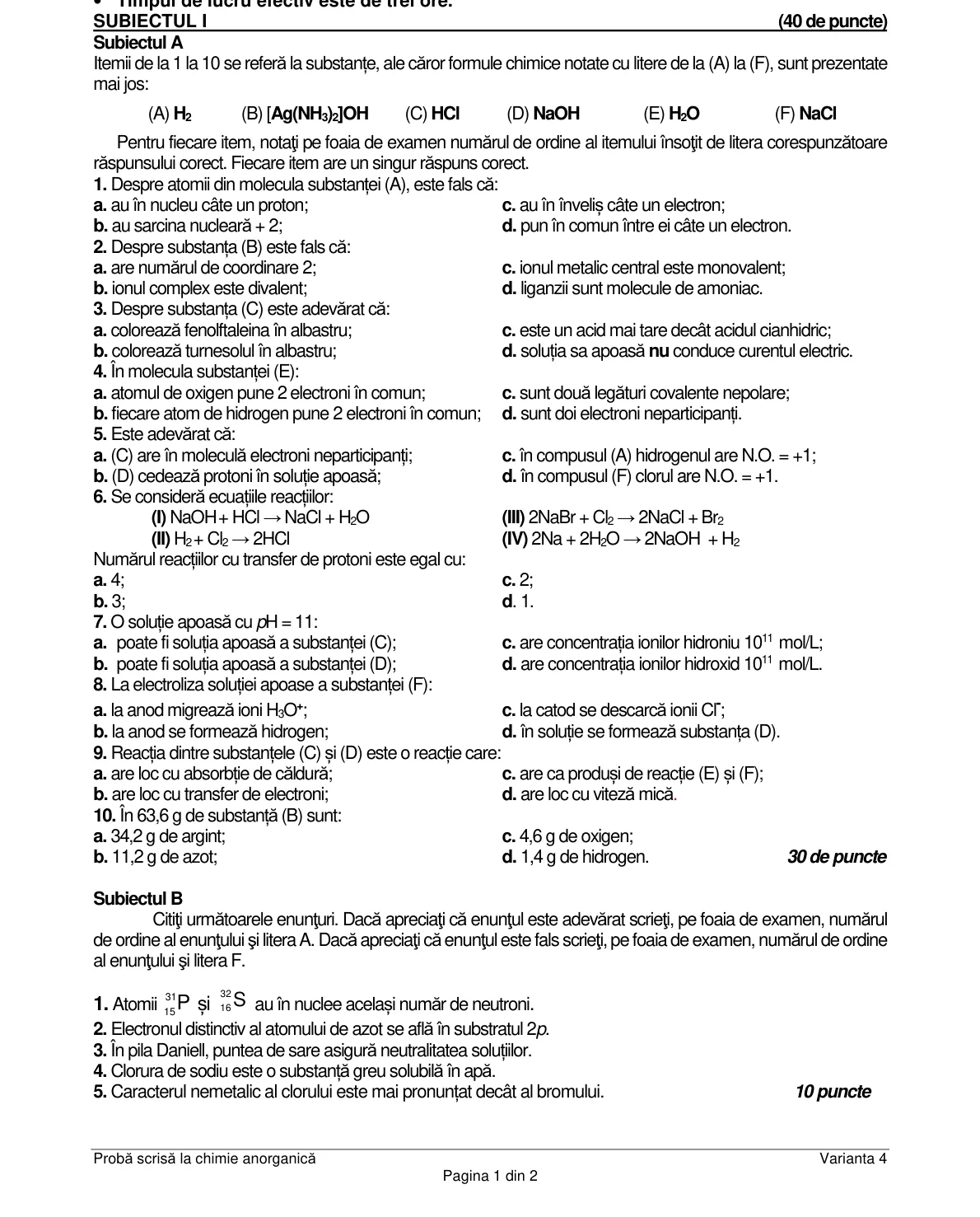 Pagina din subiect cu figura sau tabelul itemului