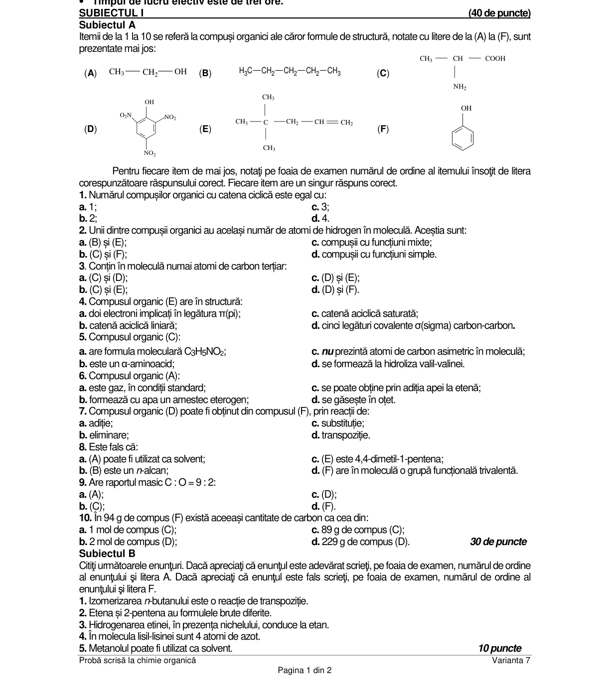 Pagina din subiect cu figura sau tabelul itemului