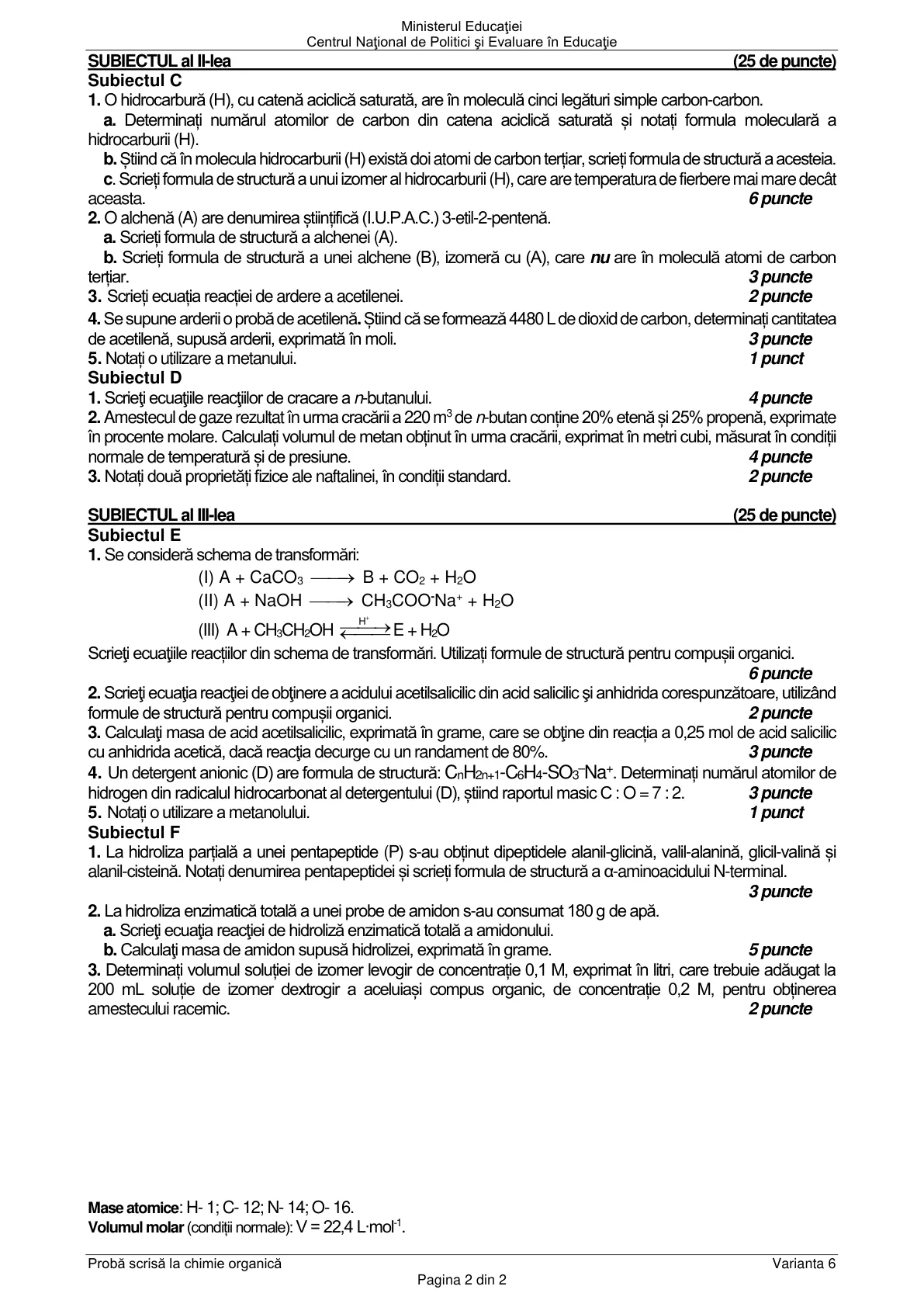 Pagina din subiect cu figura sau tabelul itemului