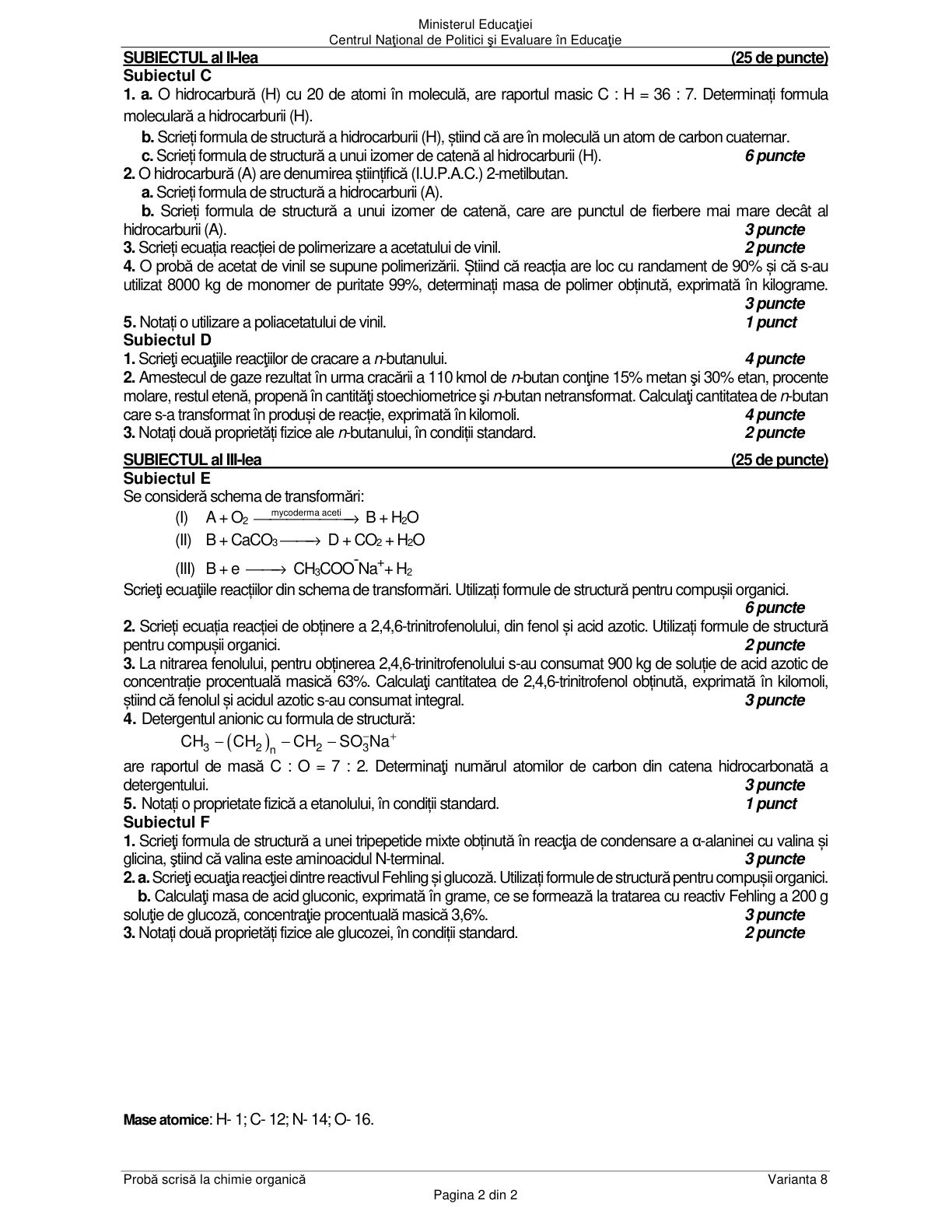 Pagina din subiect cu figura sau tabelul itemului