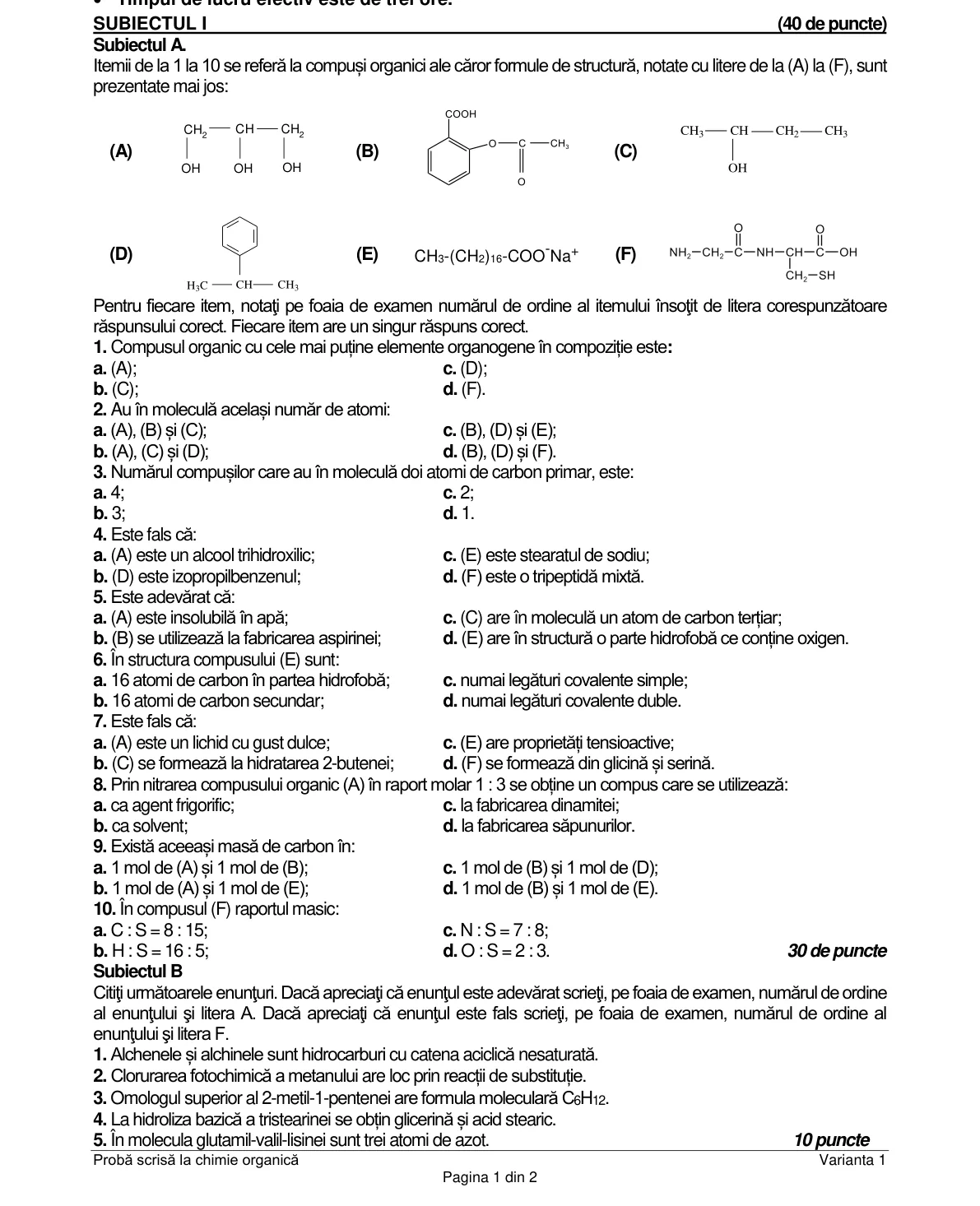 Pagina din subiect cu figura sau tabelul itemului