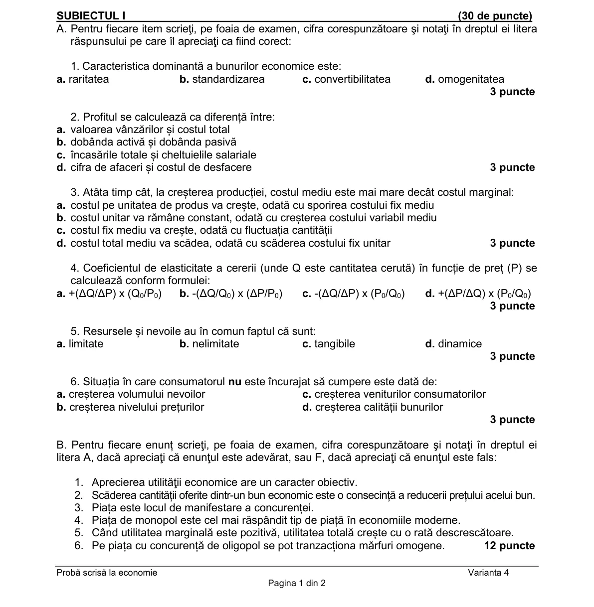 Pagina din subiect cu figura sau tabelul itemului
