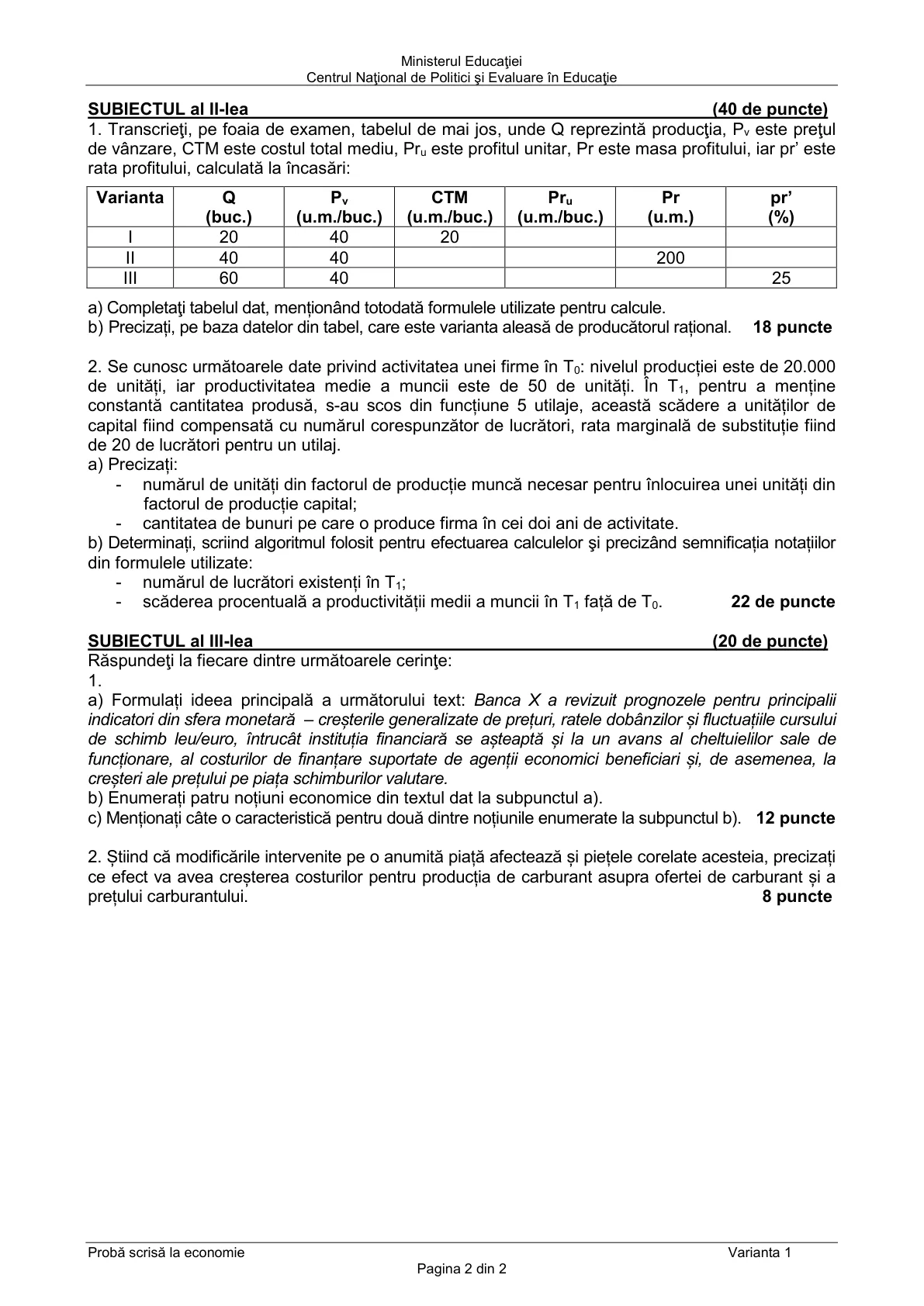 Pagina din subiect cu figura sau tabelul itemului