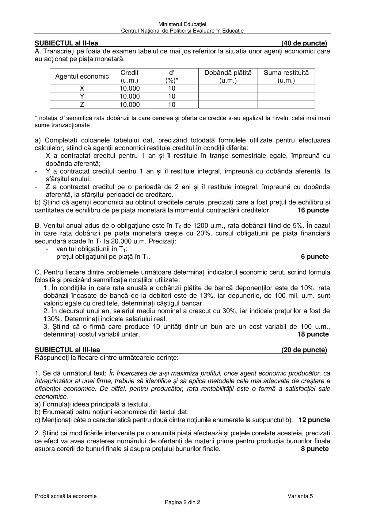 Pagina din subiect cu figura sau tabelul itemului