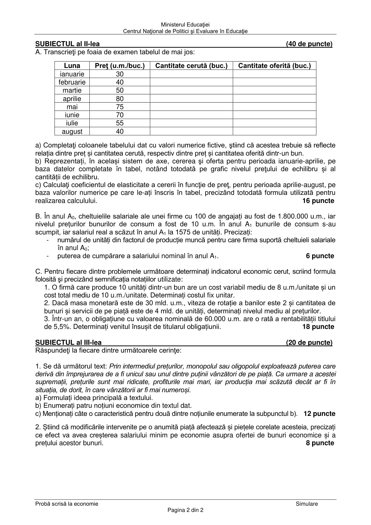 Pagina din subiect cu figura sau tabelul itemului