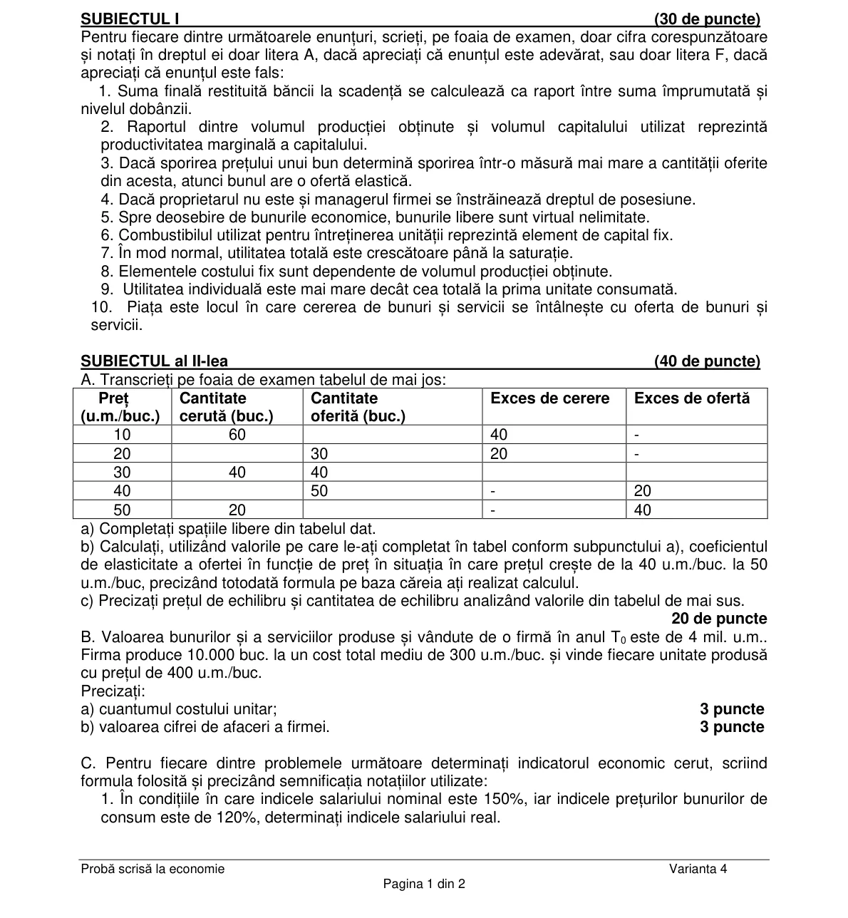 Pagina din subiect cu figura sau tabelul itemului