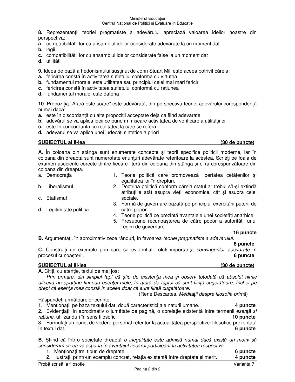 Pagina din subiect cu figura sau tabelul itemului