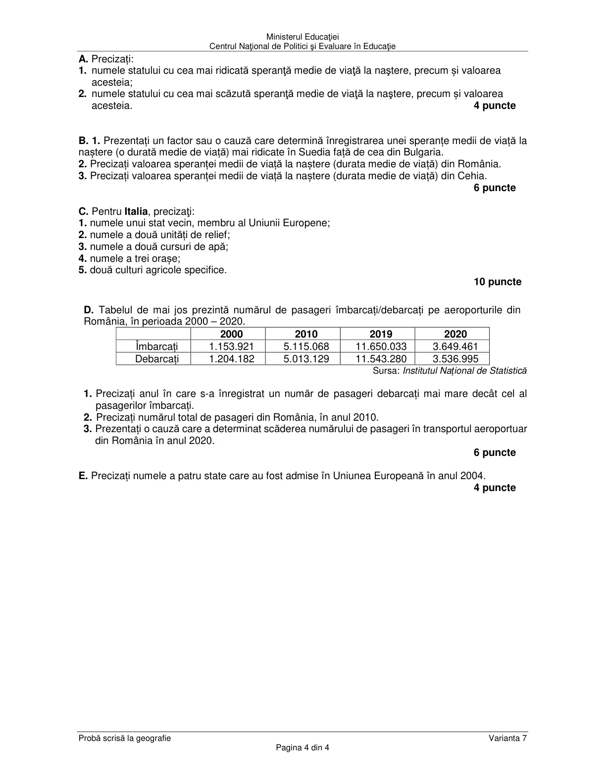 Pagina din subiect cu figura sau tabelul itemului