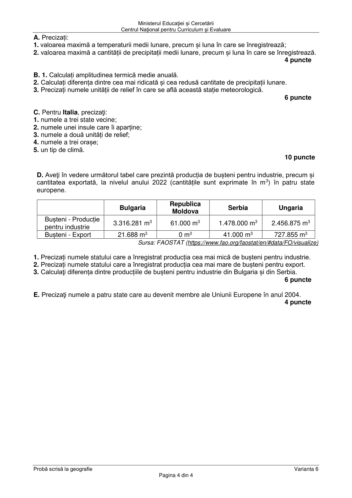 Pagina din subiect cu figura sau tabelul itemului