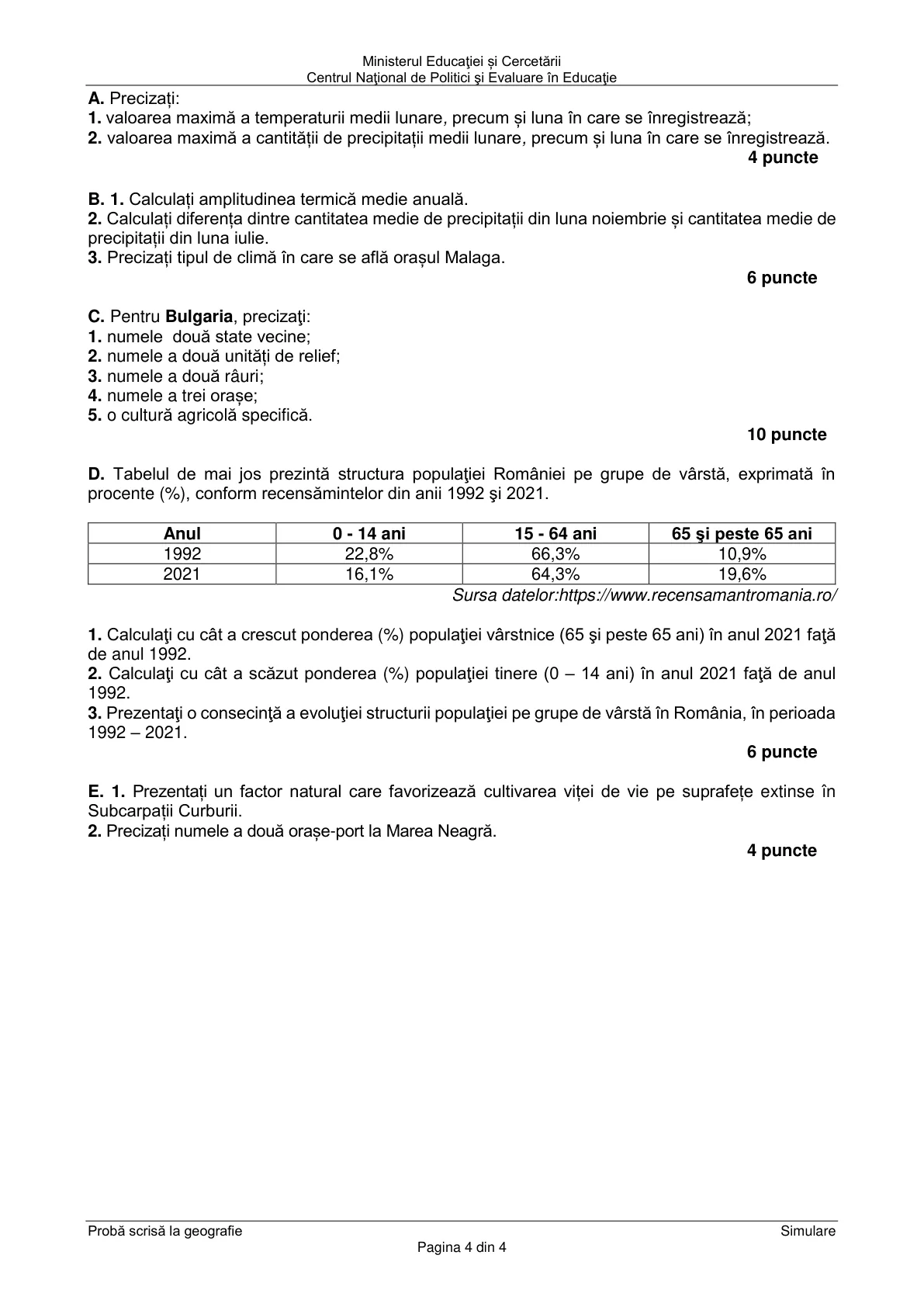 Pagina din subiect cu figura sau tabelul itemului