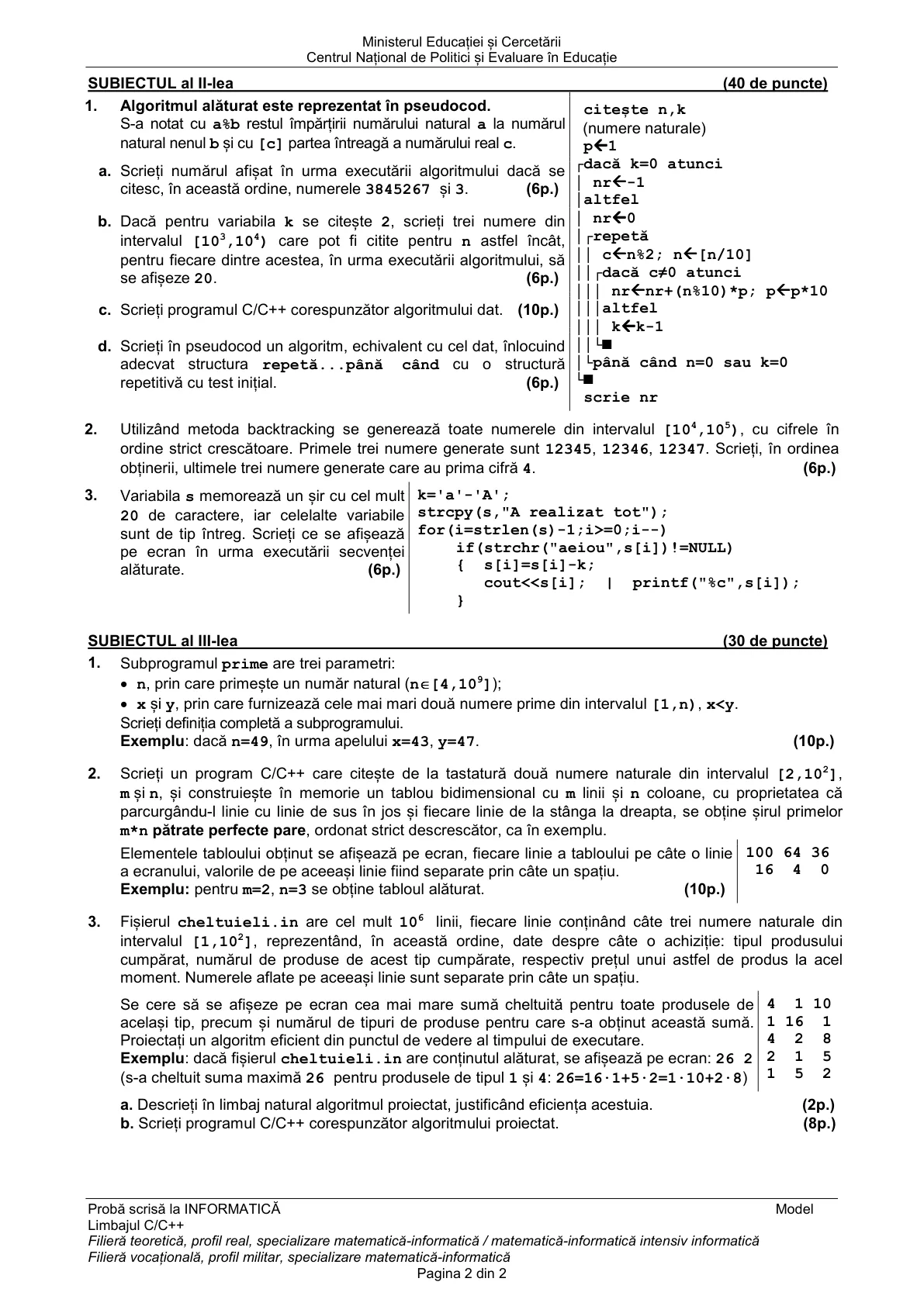 Pagina din subiect cu figura sau tabelul itemului