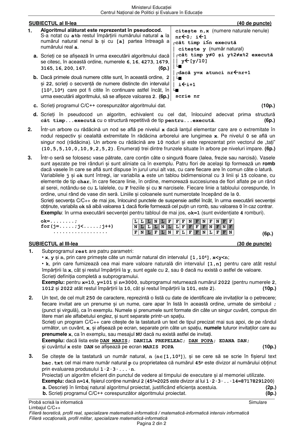 Pagina din subiect cu figura sau tabelul itemului