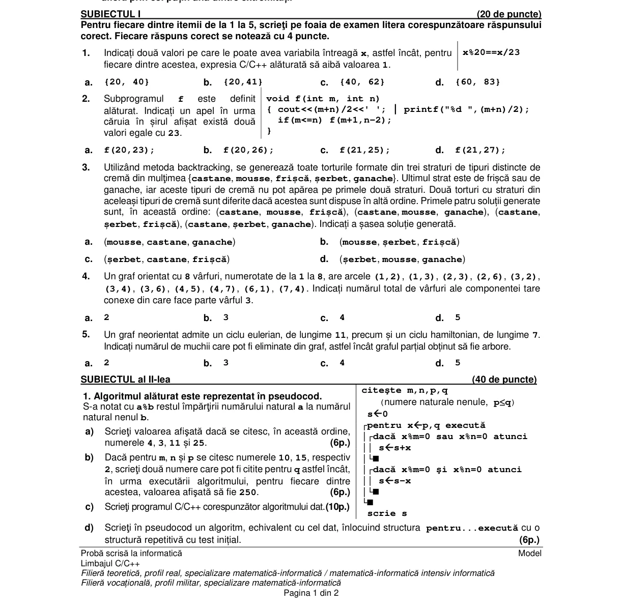 Pagina din subiect cu figura sau tabelul itemului