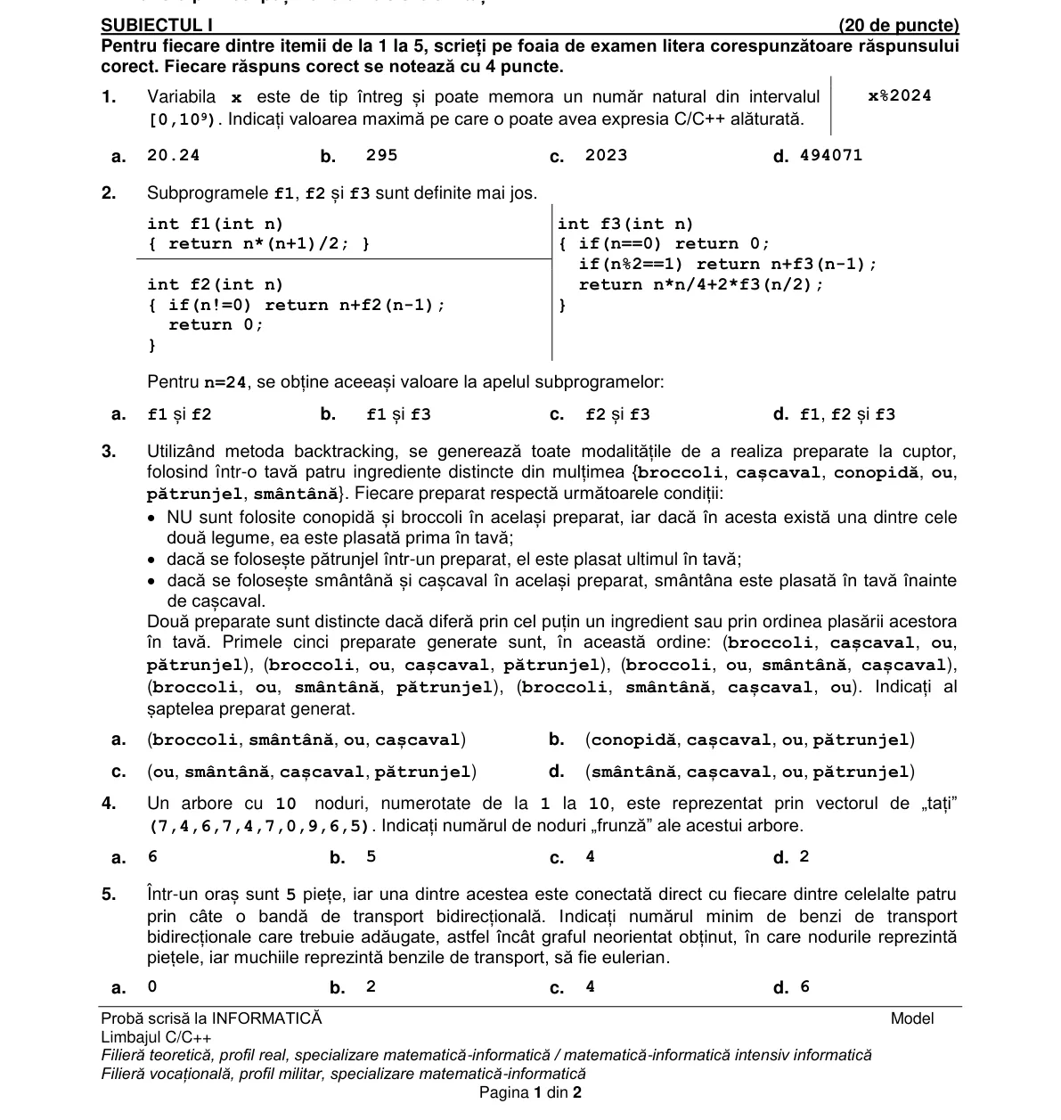 Pagina din subiect cu figura sau tabelul itemului