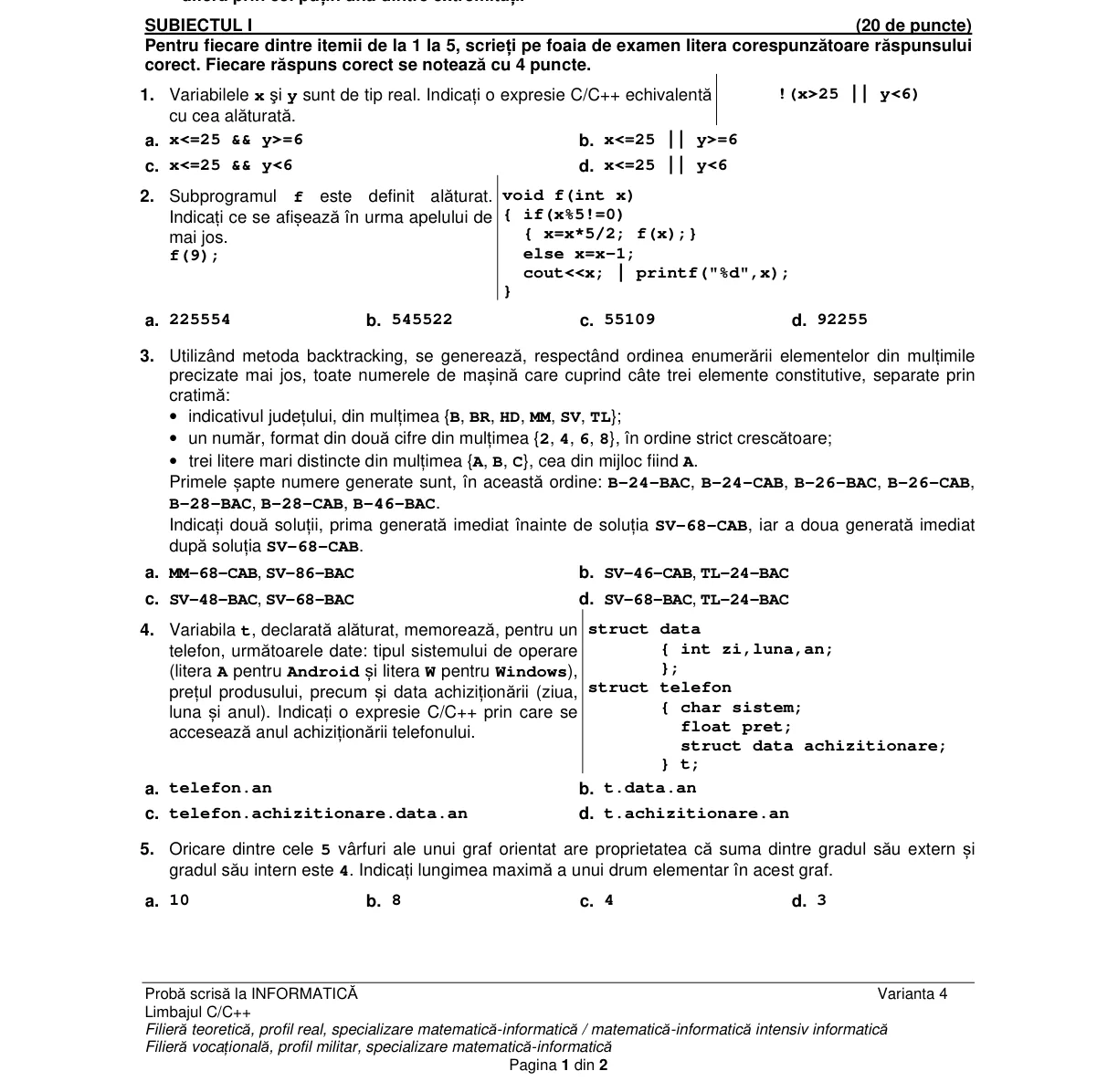 Pagina din subiect cu figura sau tabelul itemului