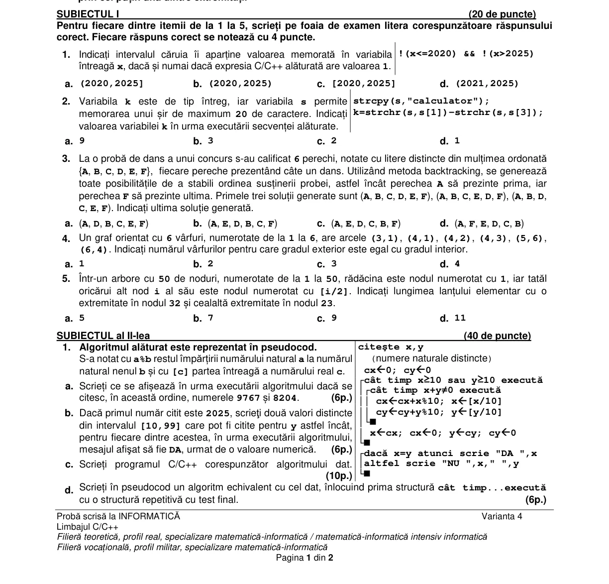 Pagina din subiect cu figura sau tabelul itemului