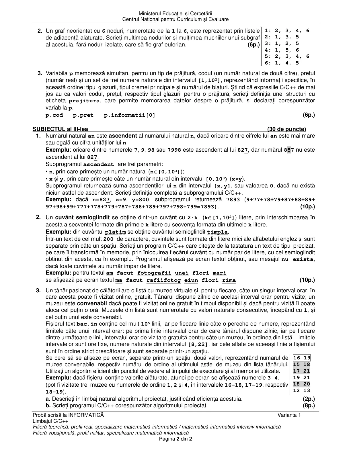 Pagina din subiect cu figura sau tabelul itemului