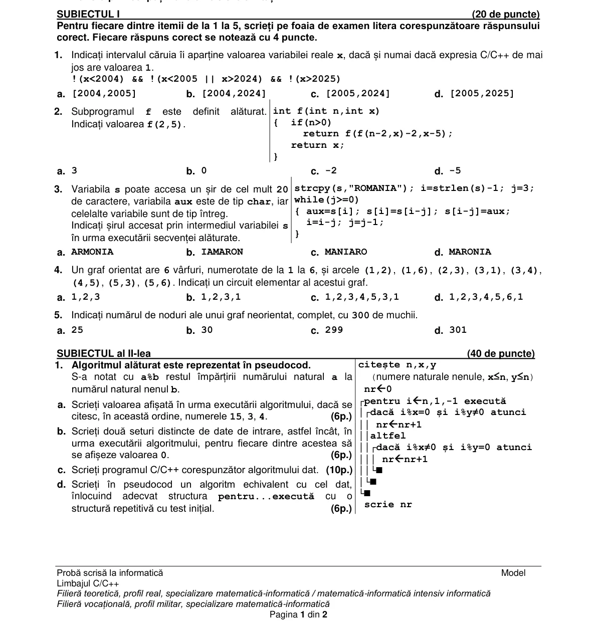 Pagina din subiect cu figura sau tabelul itemului
