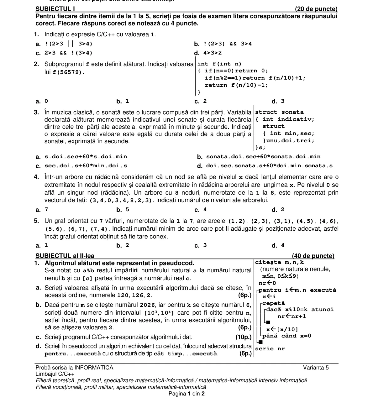 Pagina din subiect cu figura sau tabelul itemului