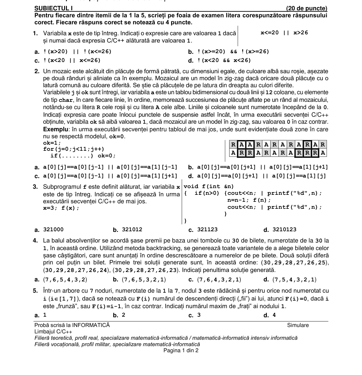 Pagina din subiect cu figura sau tabelul itemului