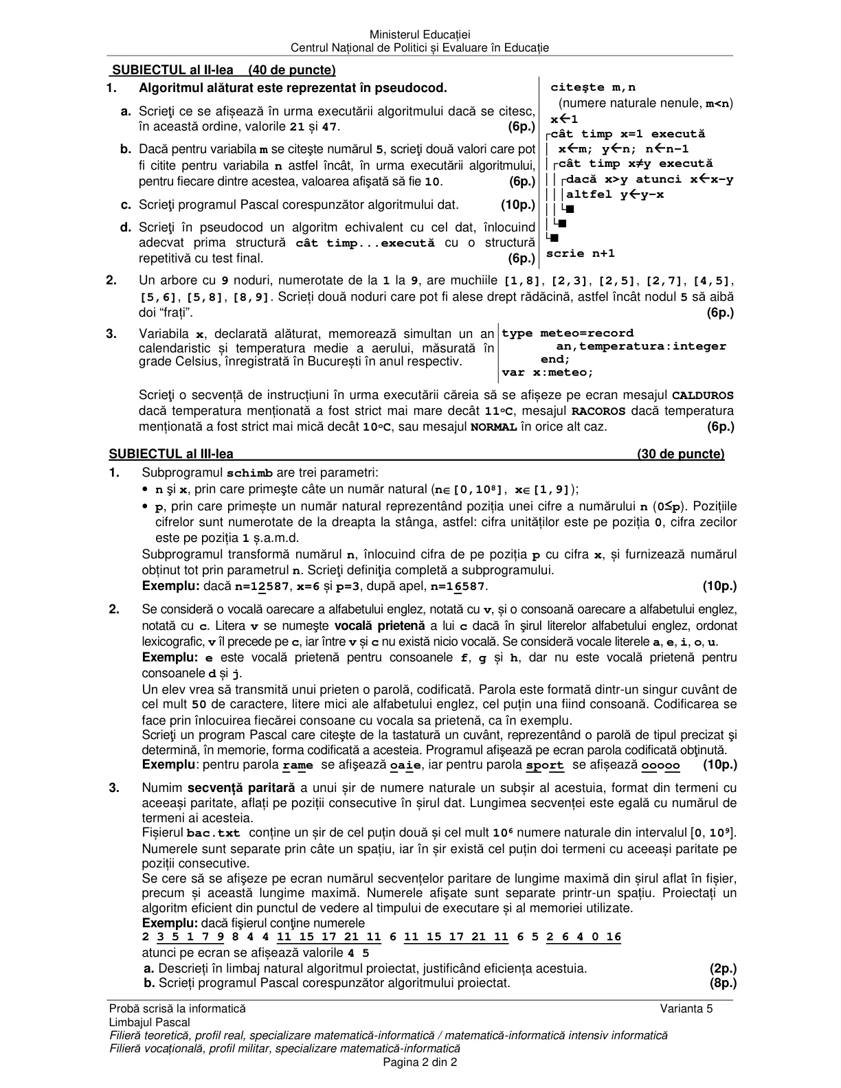 Pagina din subiect cu figura sau tabelul itemului