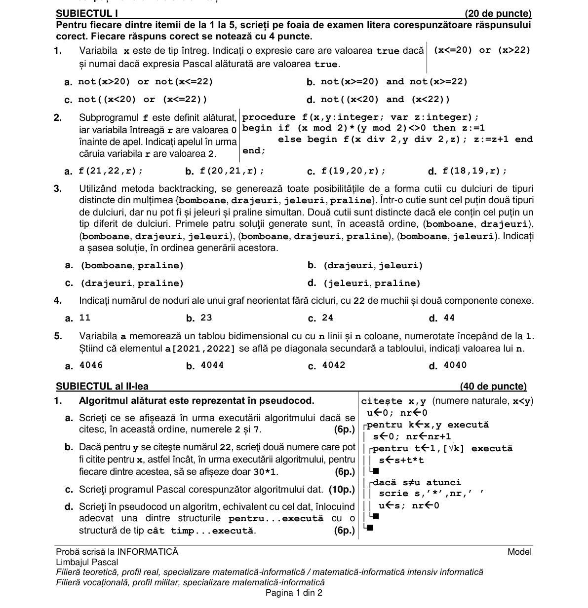 Pagina din subiect cu figura sau tabelul itemului