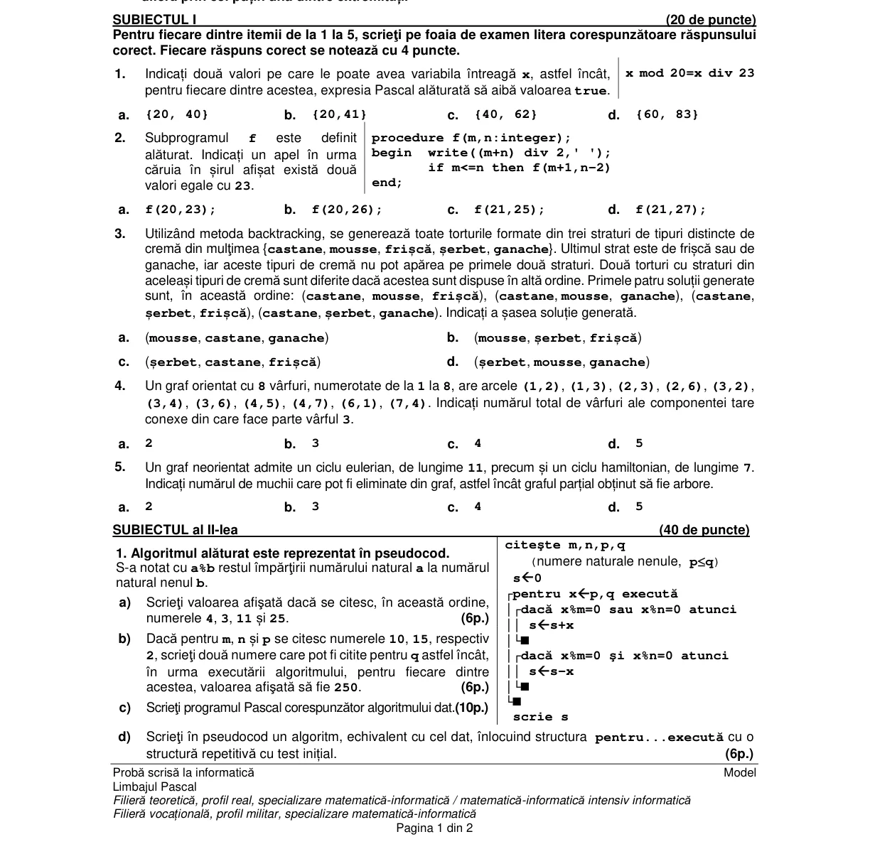 Pagina din subiect cu figura sau tabelul itemului