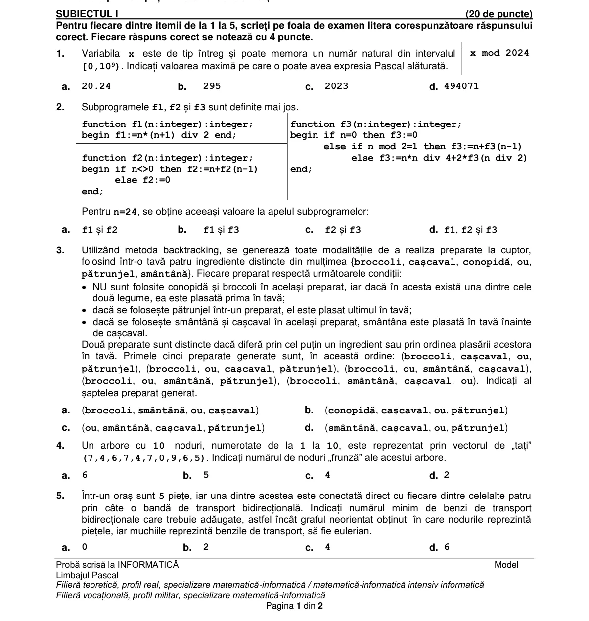 Pagina din subiect cu figura sau tabelul itemului