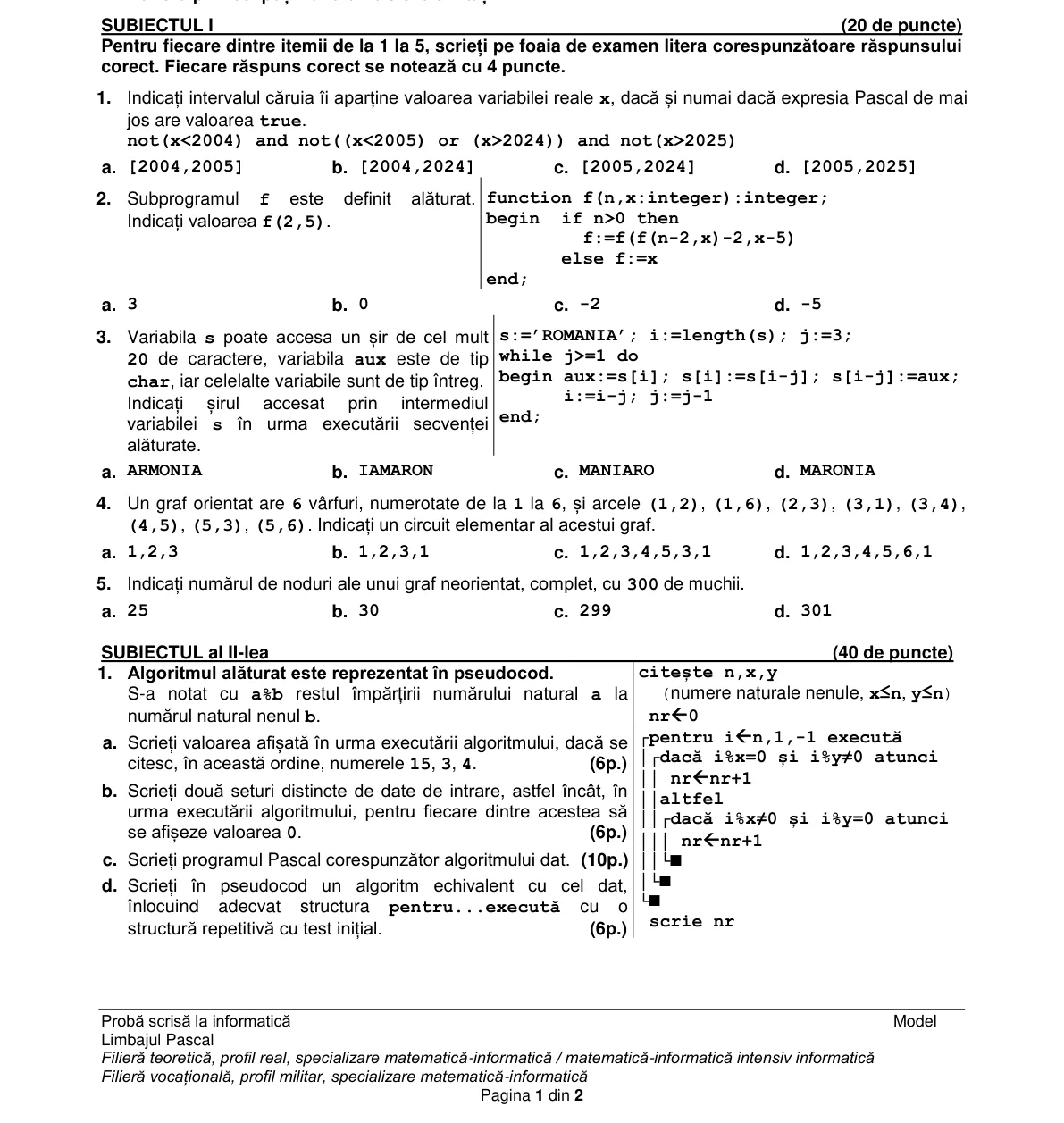 Pagina din subiect cu figura sau tabelul itemului