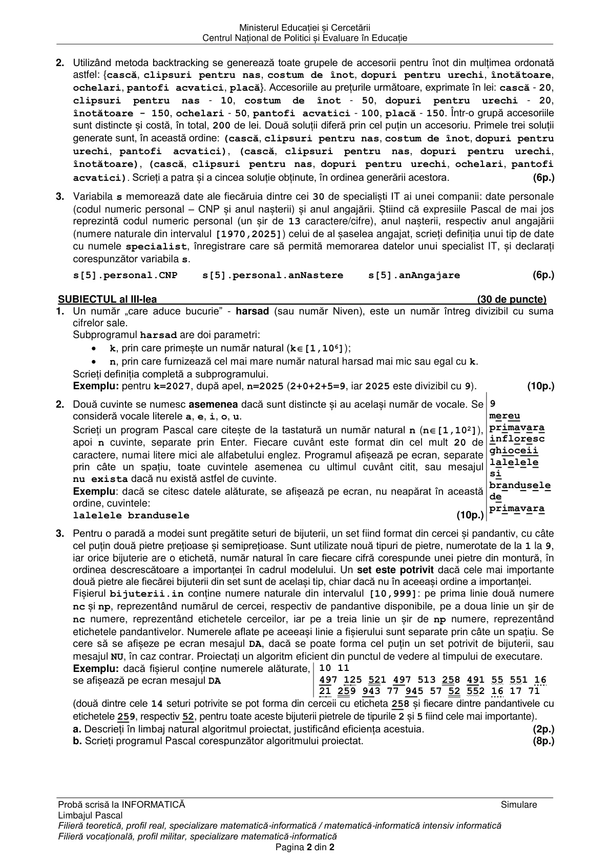 Pagina din subiect cu figura sau tabelul itemului