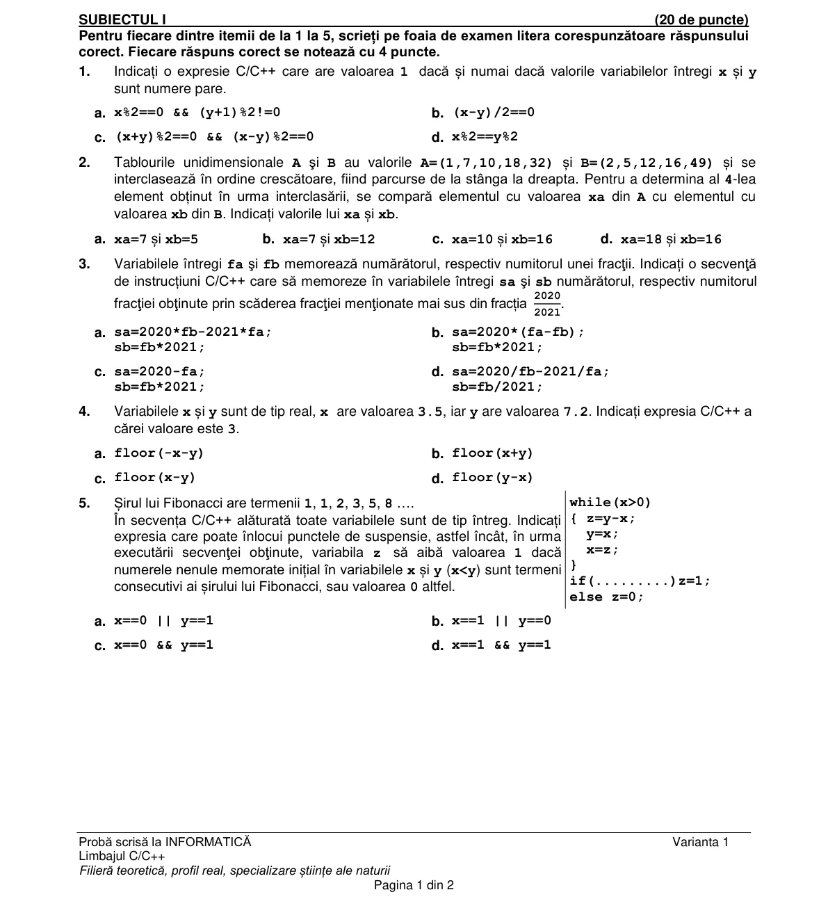 Pagina din subiect cu figura sau tabelul itemului