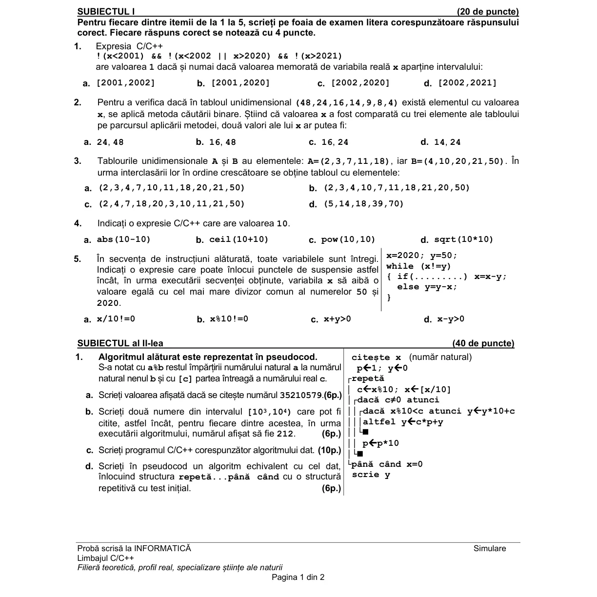 Pagina din subiect cu figura sau tabelul itemului