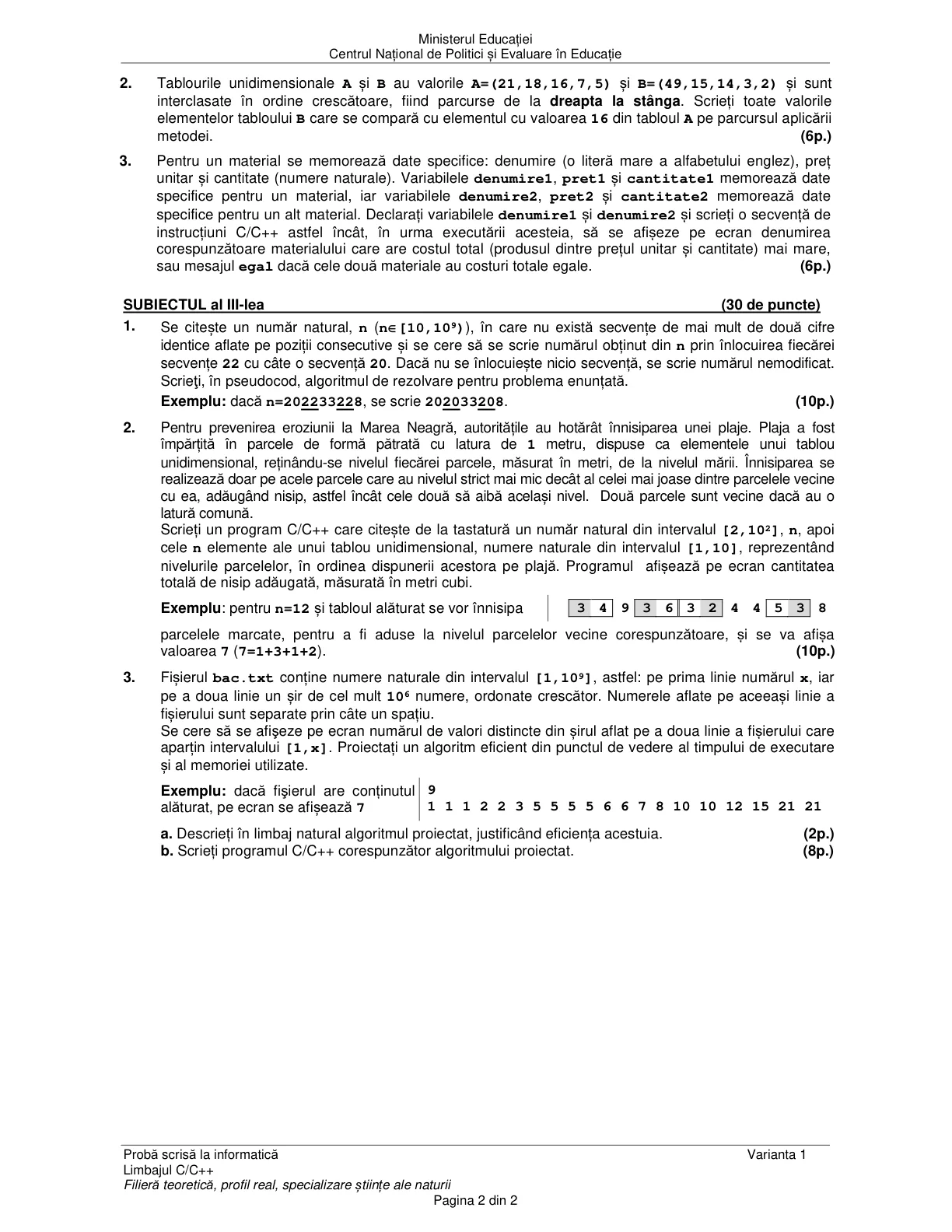 Pagina din subiect cu figura sau tabelul itemului