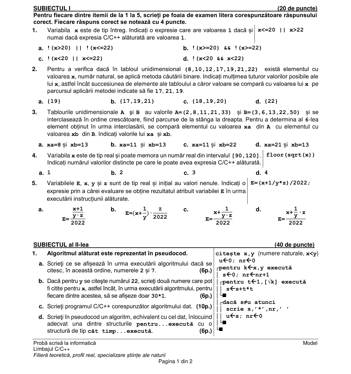 Pagina din subiect cu figura sau tabelul itemului