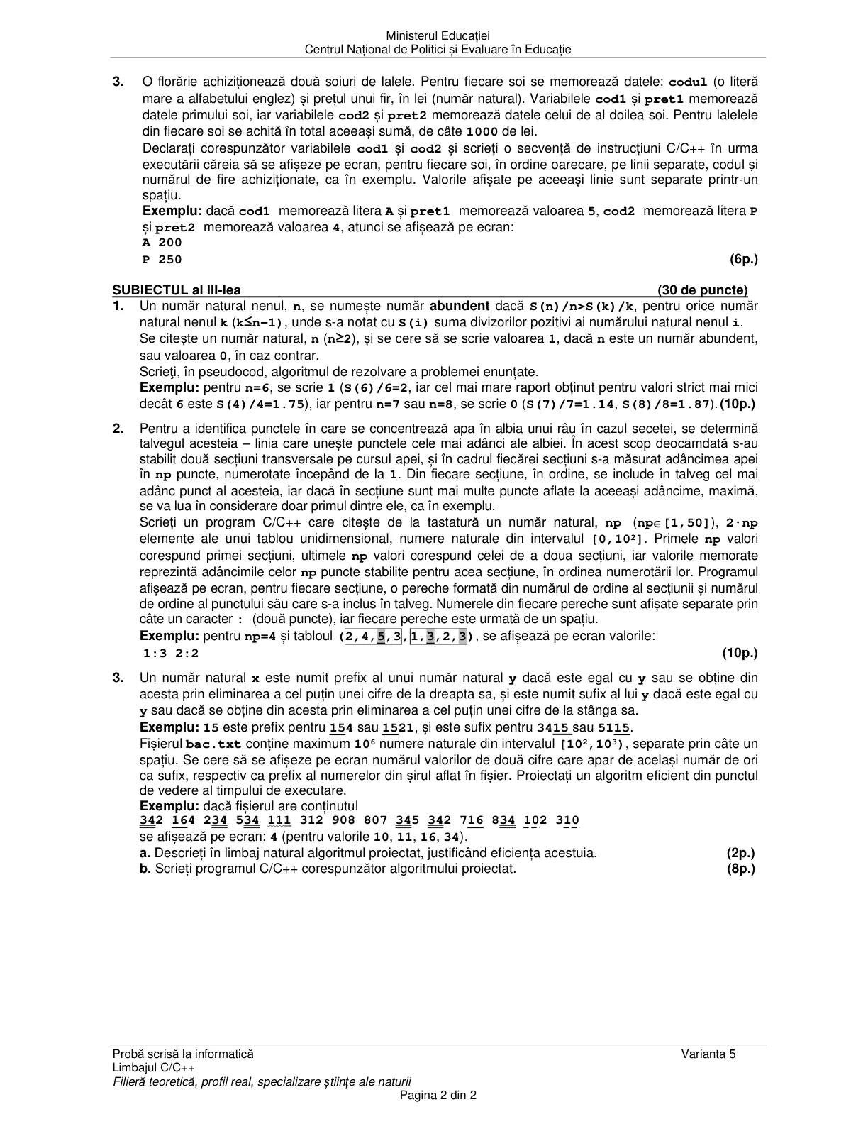 Pagina din subiect cu figura sau tabelul itemului