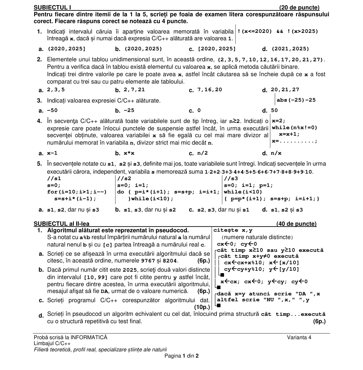 Pagina din subiect cu figura sau tabelul itemului