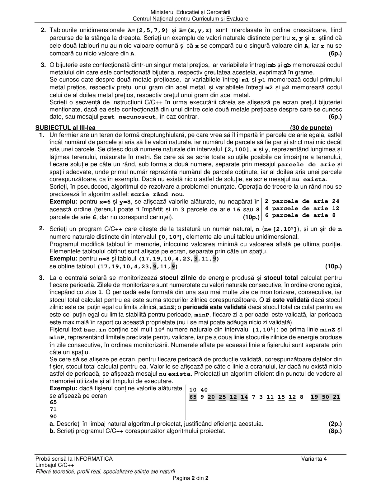 Pagina din subiect cu figura sau tabelul itemului