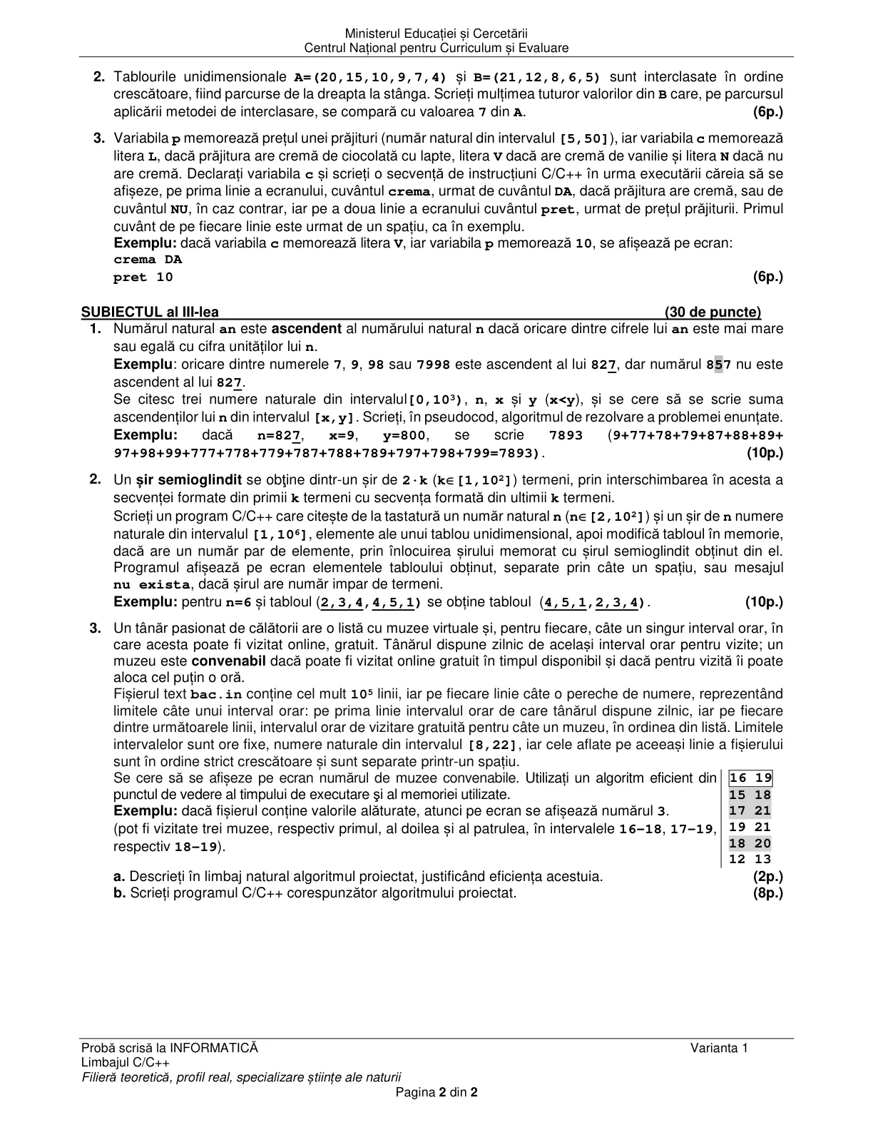 Pagina din subiect cu figura sau tabelul itemului