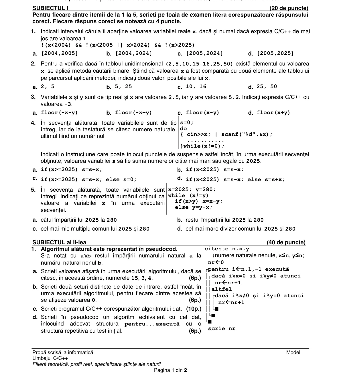 Pagina din subiect cu figura sau tabelul itemului