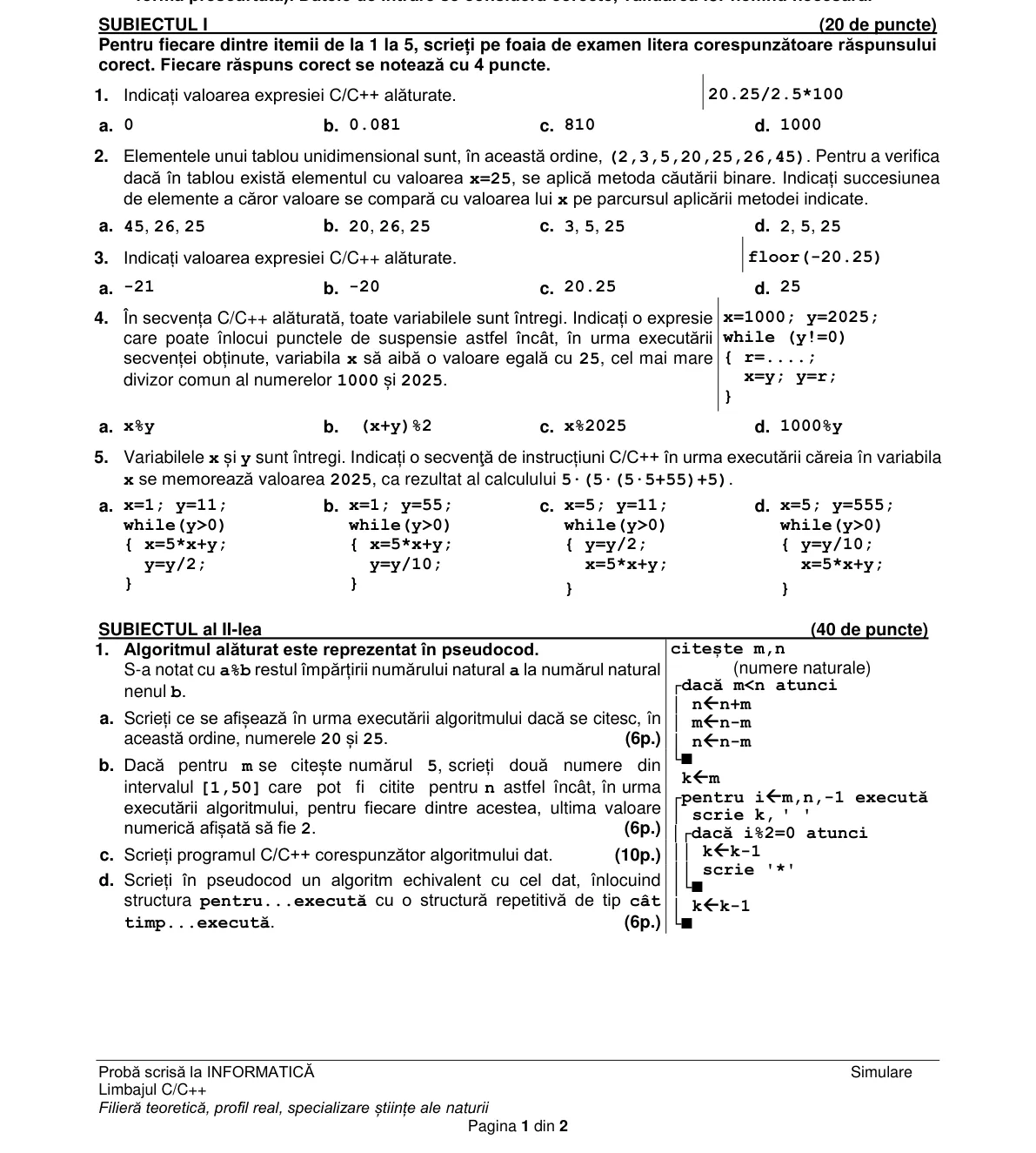 Pagina din subiect cu figura sau tabelul itemului