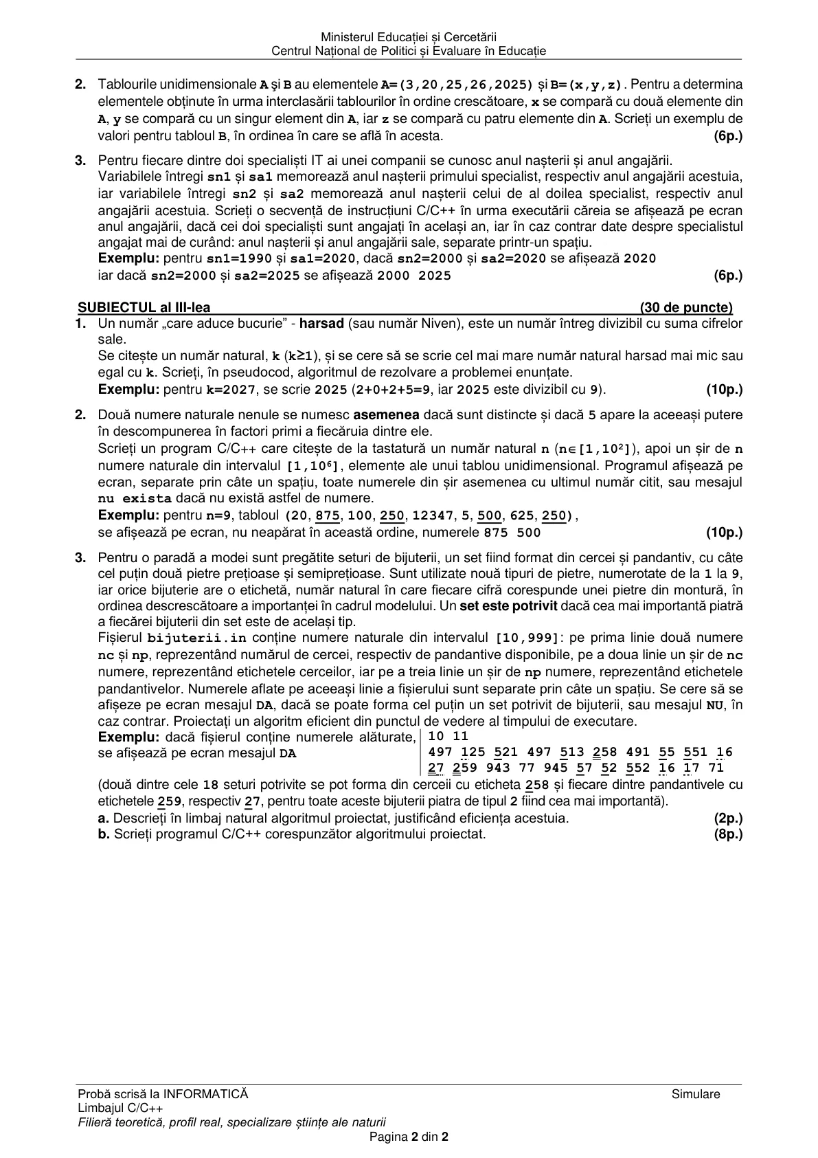 Pagina din subiect cu figura sau tabelul itemului