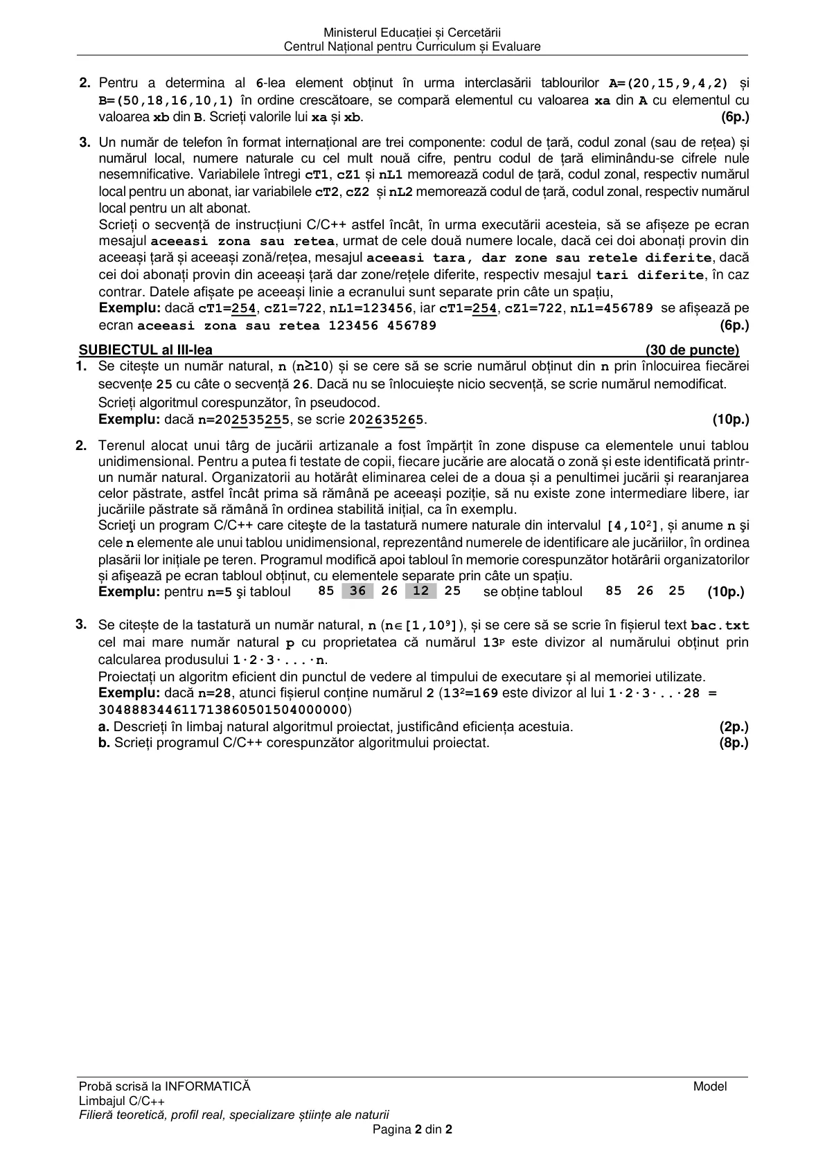 Pagina din subiect cu figura sau tabelul itemului