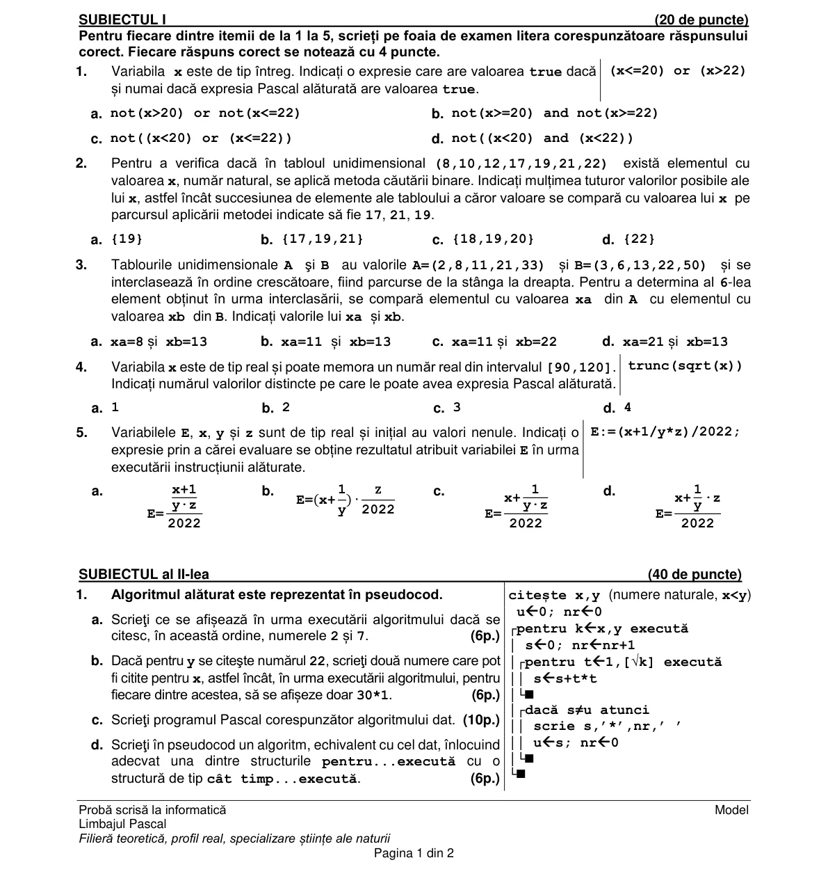 Pagina din subiect cu figura sau tabelul itemului