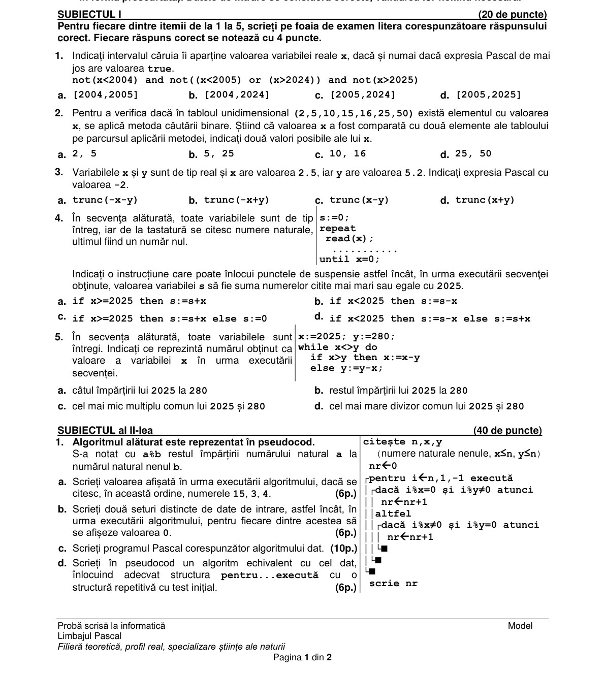 Pagina din subiect cu figura sau tabelul itemului
