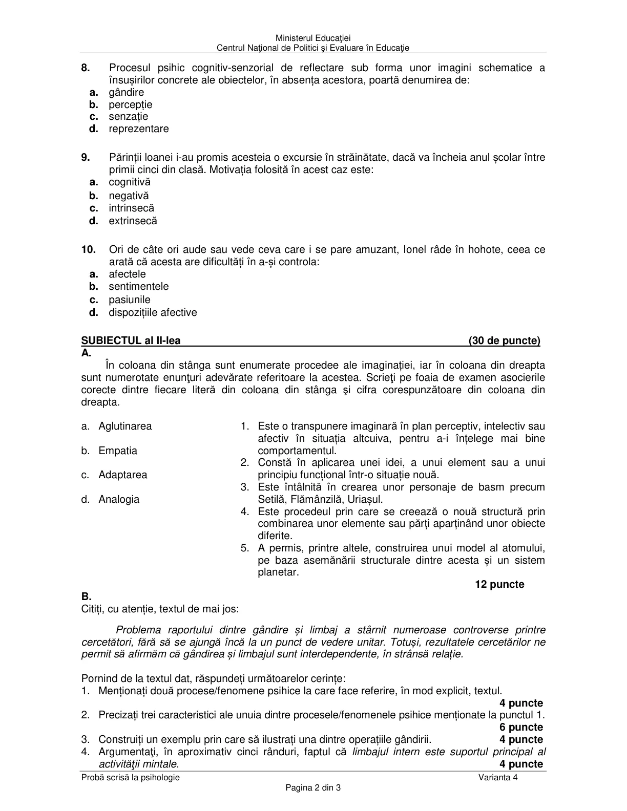 Pagina din subiect cu figura sau tabelul itemului