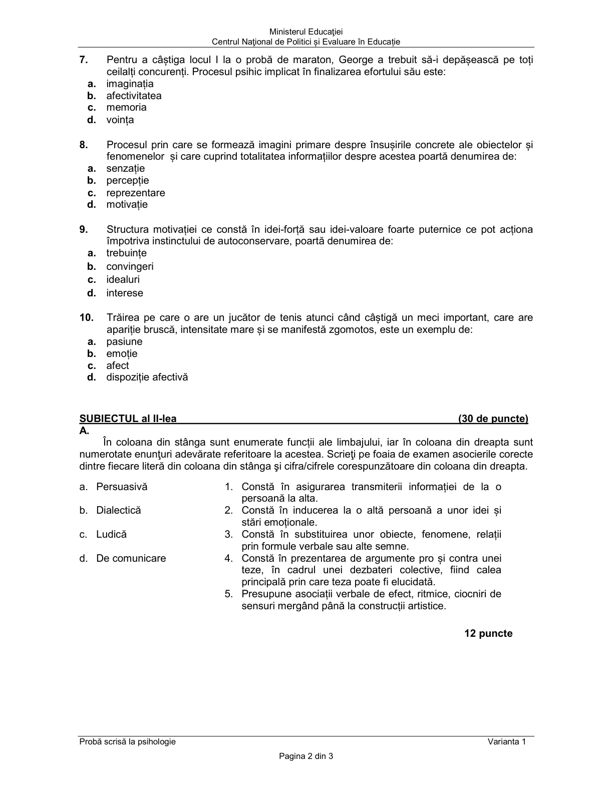 Pagina din subiect cu figura sau tabelul itemului