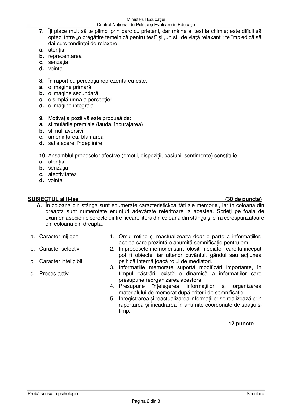 Pagina din subiect cu figura sau tabelul itemului