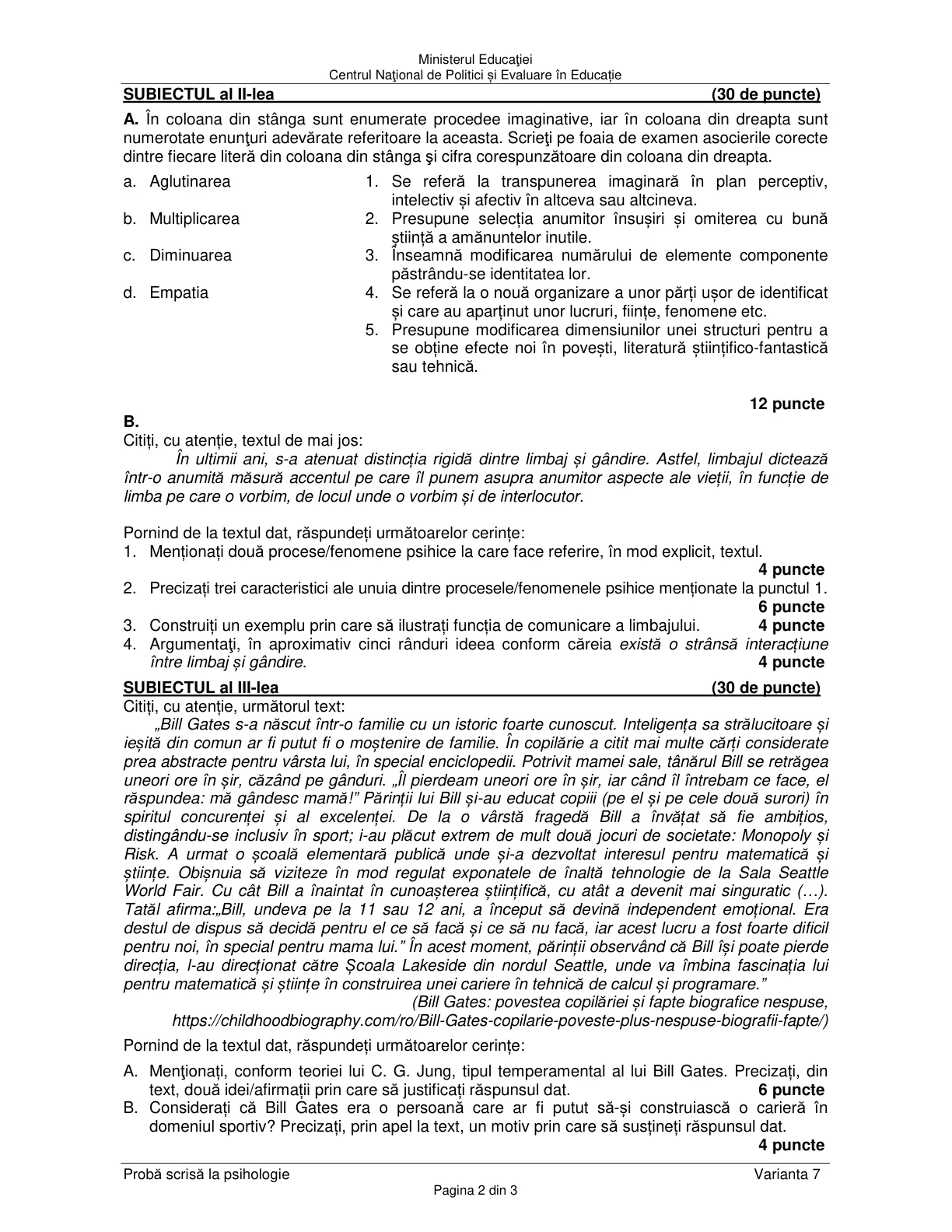 Pagina din subiect cu figura sau tabelul itemului